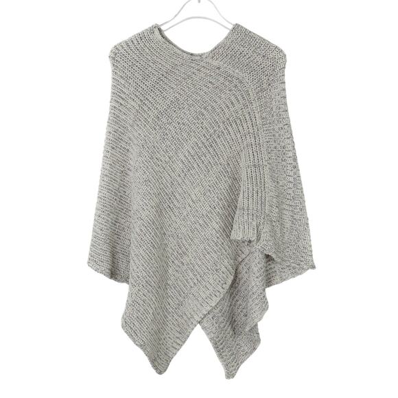 Love Your Melon Gray Speckled Knit Shawl Poncho Sweater Size One Size - Picture 2 of 4